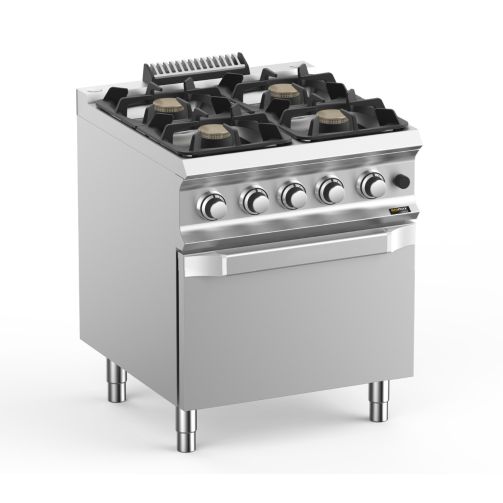 Hobart Ecomax HEFB77FGXL 4 Burner Gas Hob (4 x 7kW) with Gas Oven (6kW), 34kW