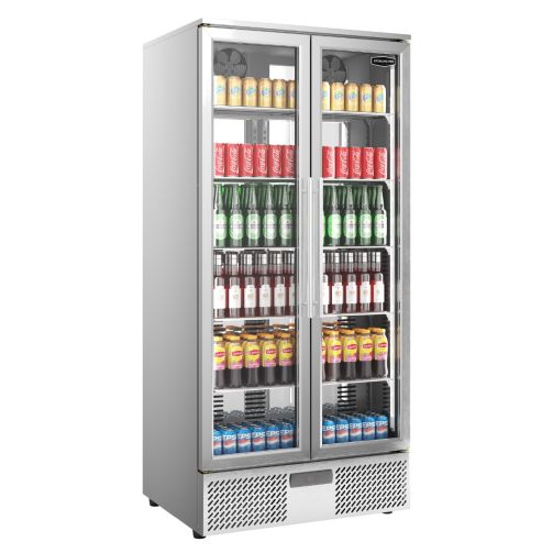 Sterling Pro Green SP220-STS Double Door Stainless Steel Upright Bottle Cooler, 458 Litres