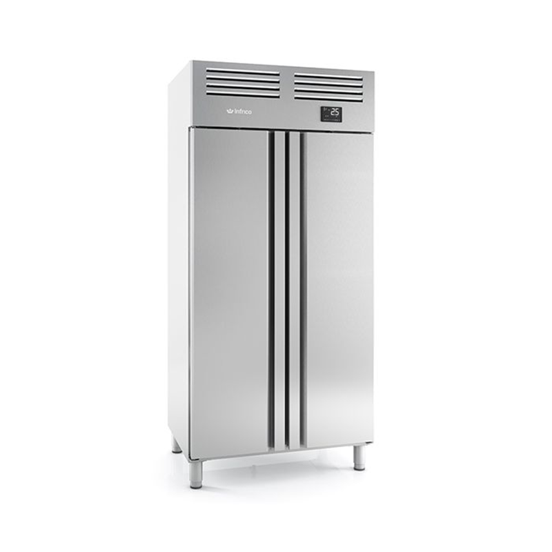 Infrico AGN602BT Double Door Stainless Steel 1/1 Freezer 745L Capacity, Angled Front/Left Side View