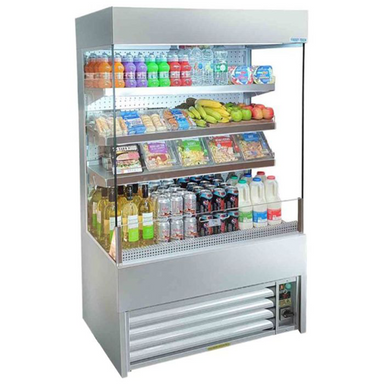 Frost-Tech SLD60-100HC Low Height Tiered Display 1000mm Wide, Angled Front/Left Side View