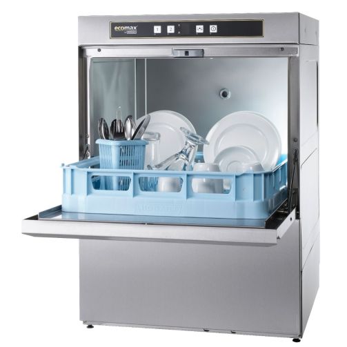 Hobart Ecomax F504-20C 500mm Basket Frontloading Commercial Dishwasher with Drain Pump, 18 Plates
