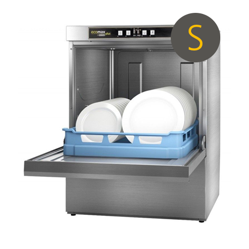Hobart Ecomax F515S-10D 500mm Basket Frontloading Commercial Dishwasher with Integral Water Softener & Drain Pump, 18 Plates