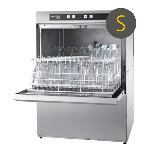 Hobart Ecomax G504S-10C 500mm Basket Frontloading Commercial Glasswasher with Integral Water Softener & Drain Pump, 25 Pint Capacity