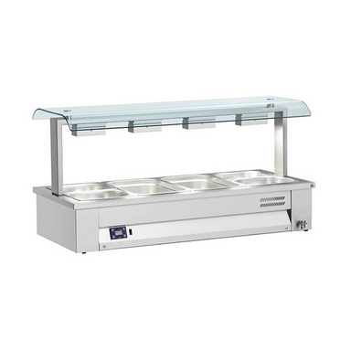 INOMAK MEV614 Counter Top Bain Marie 4x GN1/1 Angled Front/Left Side View