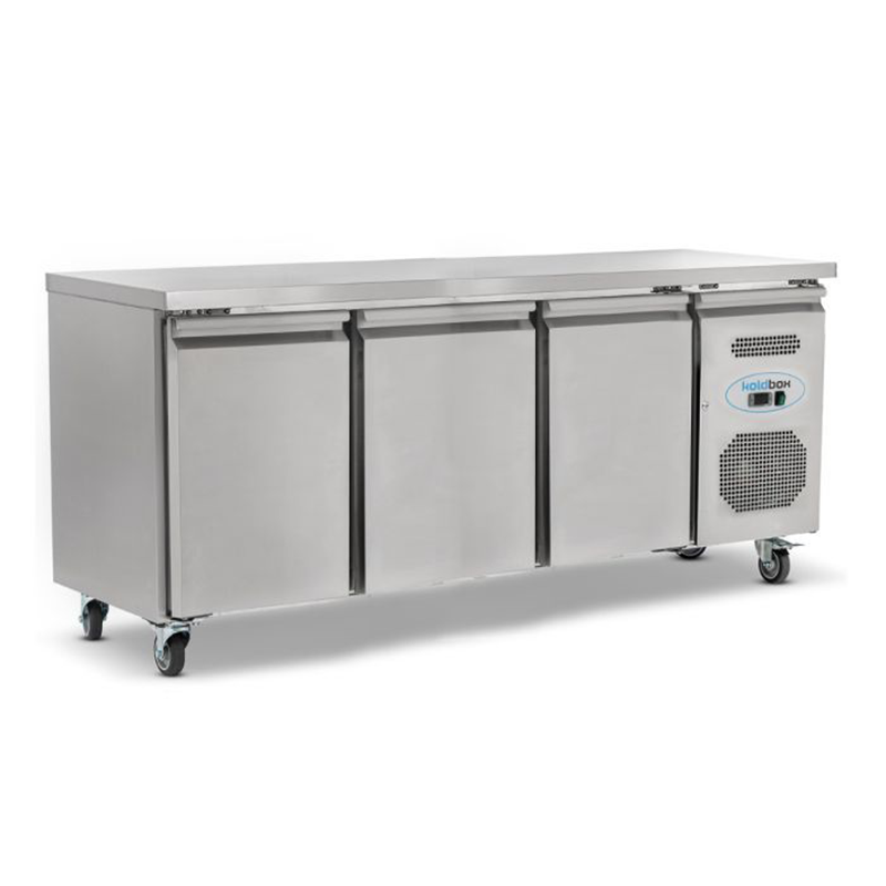 Koldbox KXFC3 Triple Hinged Door Counter Freezer, Front/Left Side Angled View