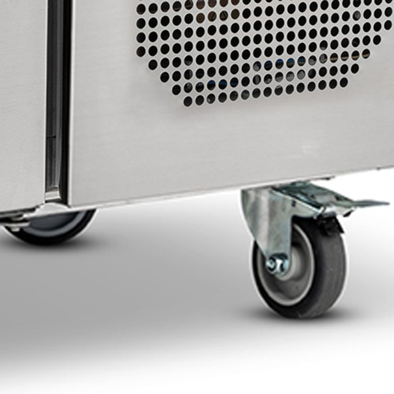 Koldbox KXFC3 Triple Hinged Door Counter Freezer, Close Up Image Of The Castors