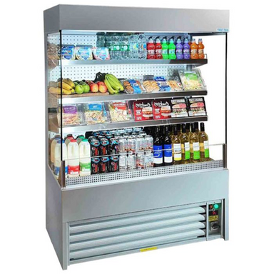 Frost-Tech SLD60-120HC Low Height Tiered Display 1200mm Wide, Angled Front/Left Side View