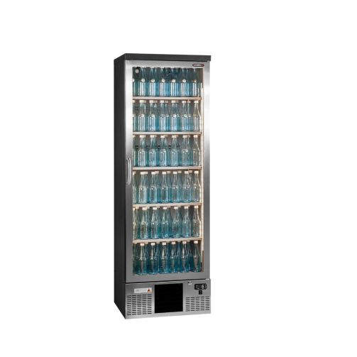 Gamko MG3/300LGCS Maxiglass Left Hand Hinged Stainless Steel Frame Glass Single Door Upright Bottle Cooler, 300 Litres