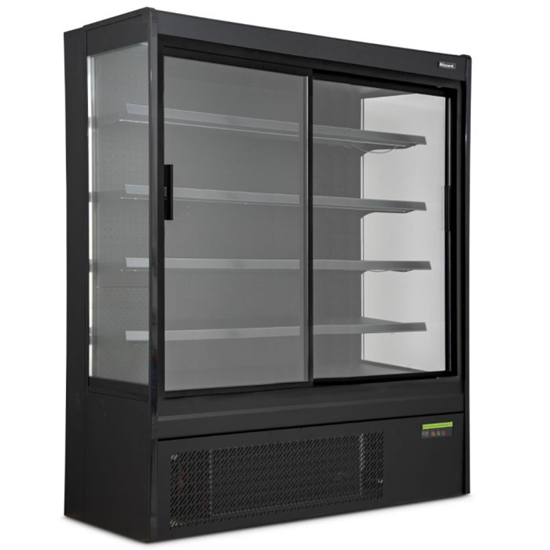 Blizzard BTD200BK-GD Black Tiered Display With Sliding Glass Doors