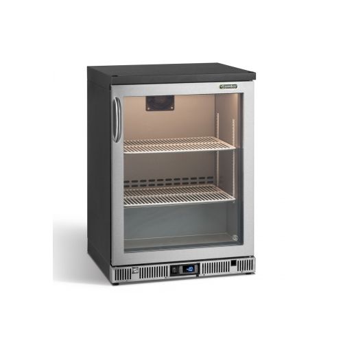 Gamko GF/100RGCS Right Hand Hinged Glass Single Door Stainless Steel Bottle Cooler, 50 Pint Glasses