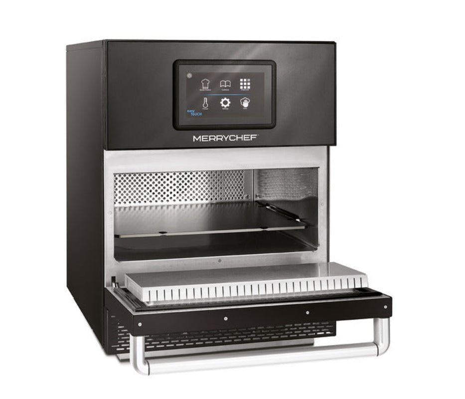 Merrychef conneX X16 Black - Three Phase Angled Front View With Open Oven Door