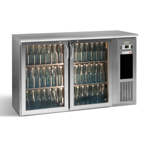 Gamko E3/22GMUCS84 Glass Double Door Stainless Steel Undercounter Bottle Cooler, 344 x 33 Centiliters Bottles