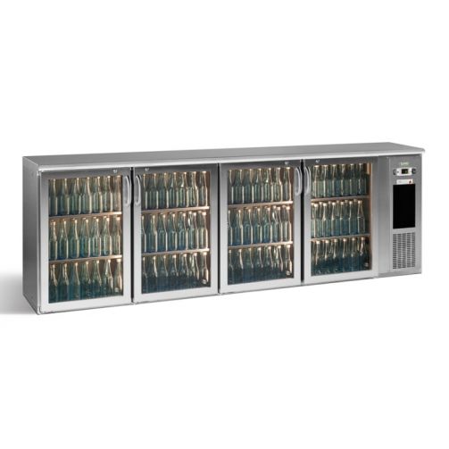 Gamko E3/2222GMUCS84 Glass Four Door Stainless Steel Undercounter Bottle Cooler, 722 x 33 Centiliters