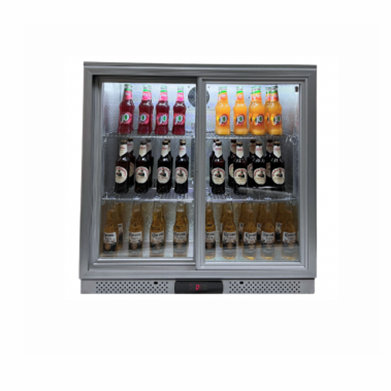 Belmont BC9027G-Belmont Double Sliding Door Bottle Cooler Silver