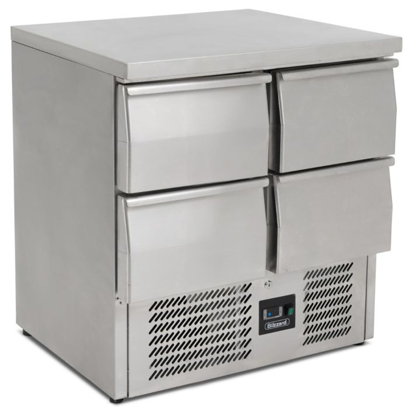 Pentland Compact Four Drawer Counter Refrigerator Blizzard BCC2-4D Left Side Angled View