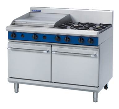 Blue Seal Evolution G528B 1200mm Gas Range Double Static Oven Angled Front Facing View