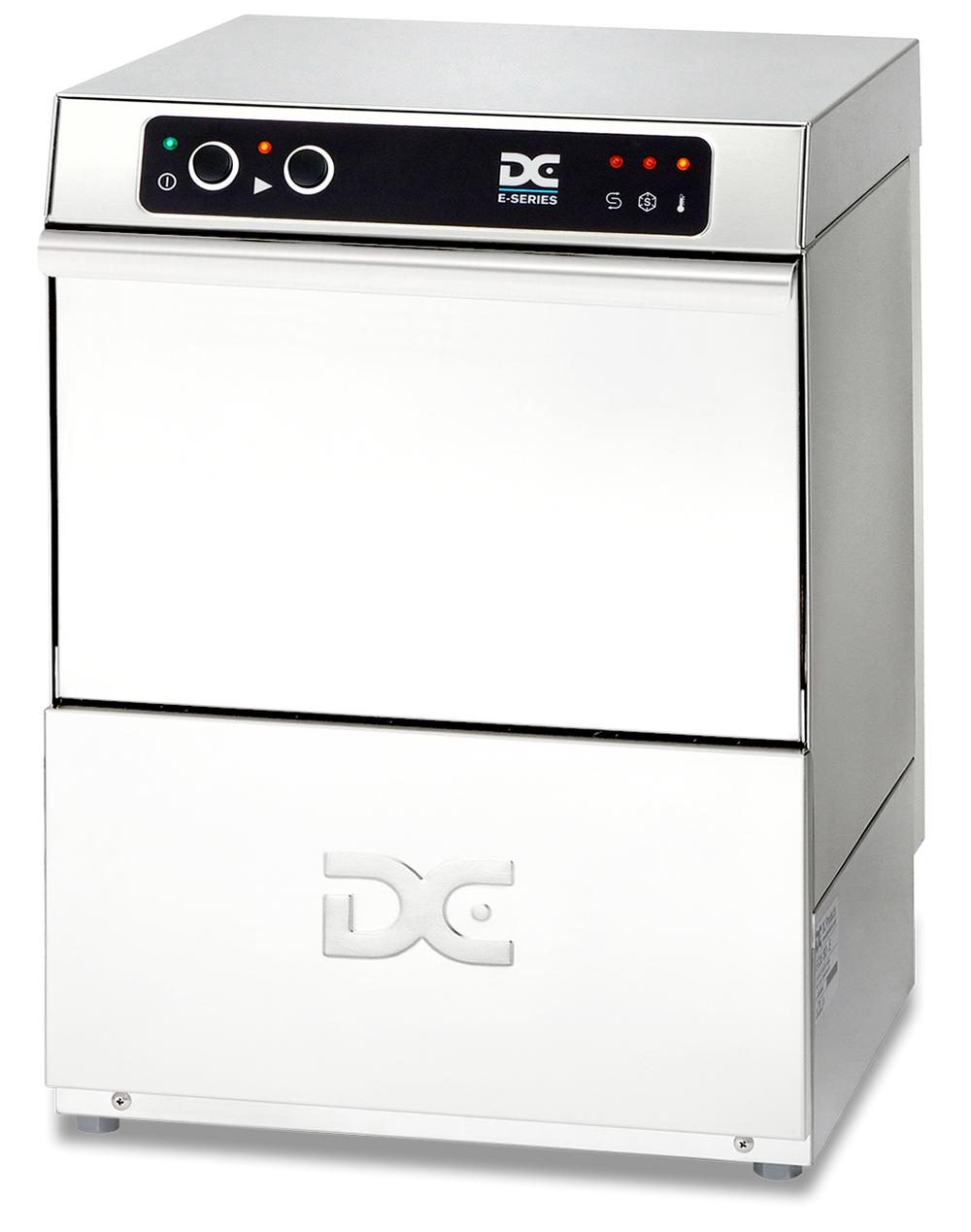Angled front view of the DC Economy Glasswasher EG40 with 400mm basket