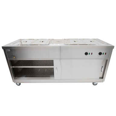 Parry Hot Cupboard with Bain Marie Top HOT18BM Open Front View