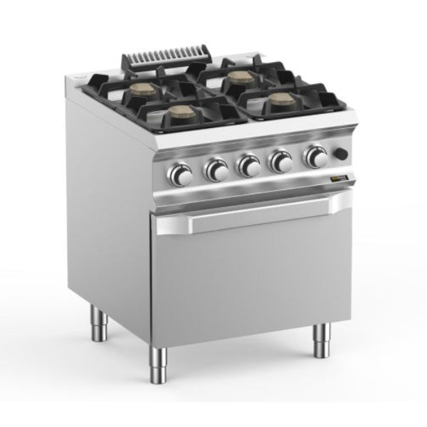 Hobart HEFB77FGXL stainless steel gas hob with 4 burners and integrated oven