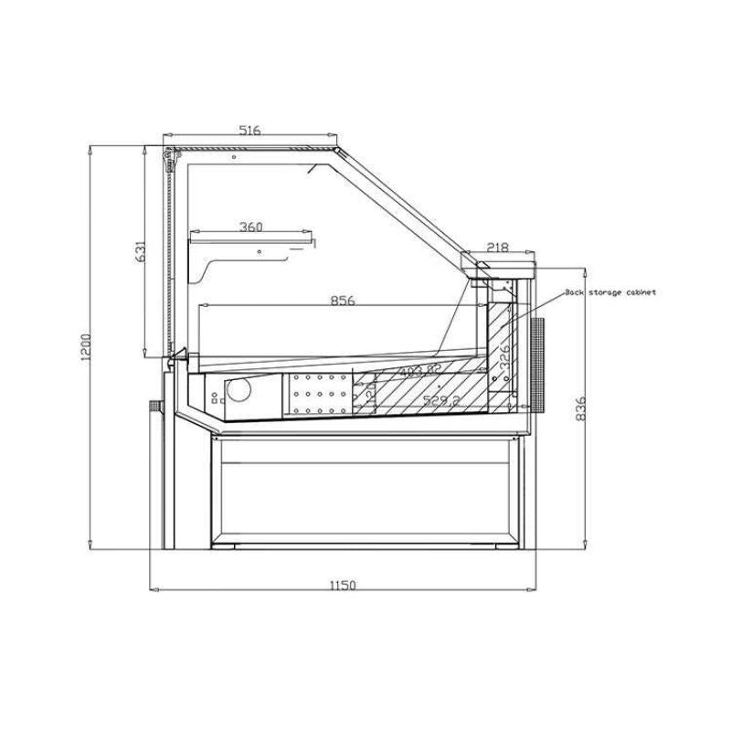 Koolmax Viande 1875mm Flat Glass Integral Meat Serve Over Counter