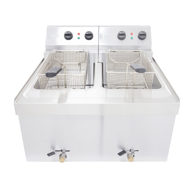 Parry Double Table Top Electric Fryer NPDF3 Open Front View