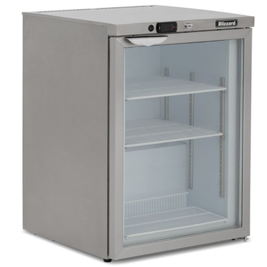 Pentland Glass Door S.S Under Counter Freezer 105L Blizzard UCF140CR Left Side Angled View