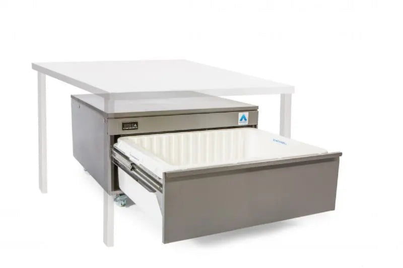 Adande VCR1 Series - Under Counter Single Drawer Rear Engine - Angled Front View With Open Drawer