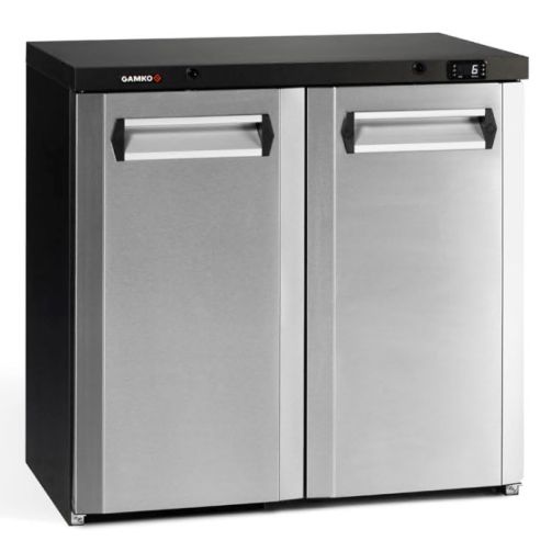 Gamko MG3/250CS Maxiglass Hinged Stainless Steel Front Double Door Undercounter Bottle Cooler, 250 Litres