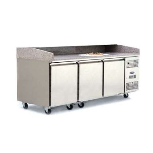 Atosa EPF3485GR + VRX2000/330 3 Door Pizza Preparation Counter Fridge with VRX Unit & GN Pans, 375 Litres