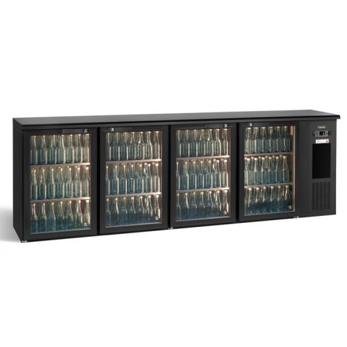 Gamko E3/2222GMU84 Glass Four Door Stainless Steel Undercounter Bottle Cooler, 722 x 33 Centiliters