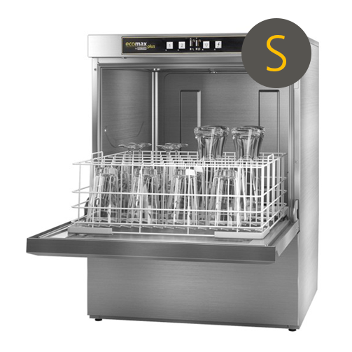 Hobart Ecomax G515S-10D 500mm Basket Frontloading Commercial Glasswasher with Integral Water Softener & Drain Pump, 25 Pint Capacity