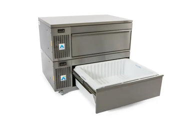 Adande VAS2 & AVS2 Series - Combo Prep Counter Side Engine - Angled Front View With An Open Bottom Drawer