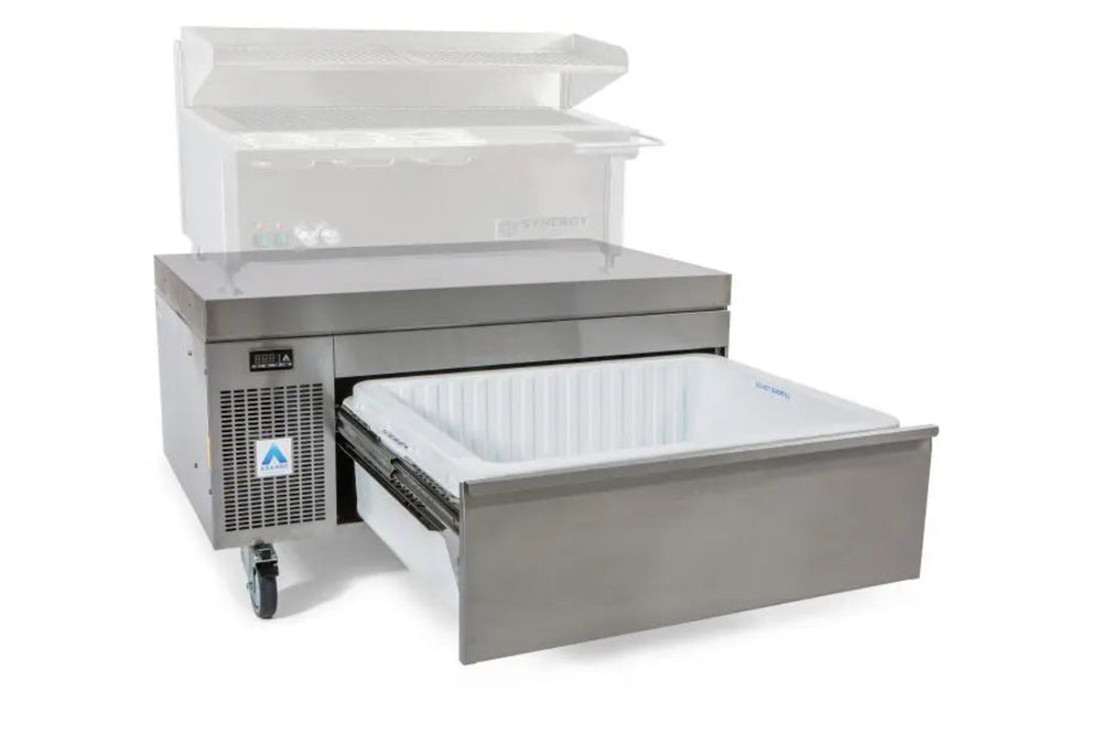 Adande VCS1 Chef Base Hot Cookline Angled Front View With Open Drawer